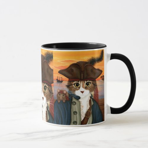 Captain Leo Pirate Cat  Rat Fantasy Art Mug