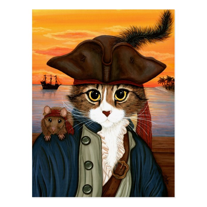 captain leo pirate cat rat fantasy art postcard zazzle com captain leo pirate cat rat fantasy art postcard zazzle com