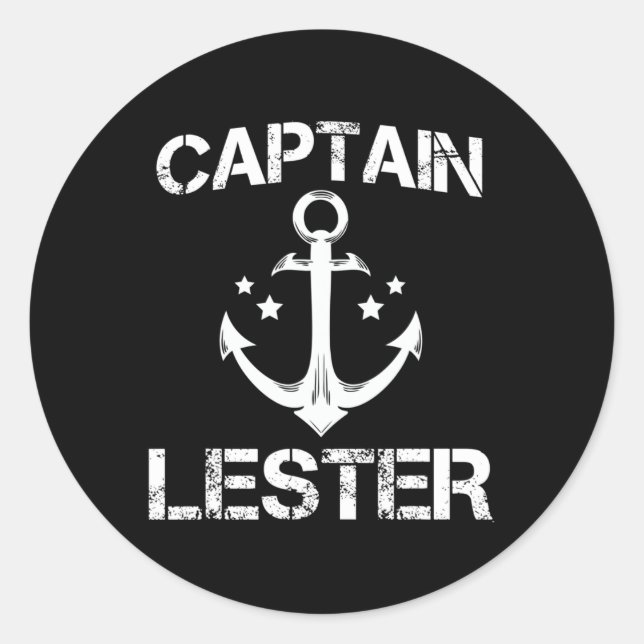 Captain Lester Funny Birthday Personalized Name Bo Classic Round Sticker (Front)