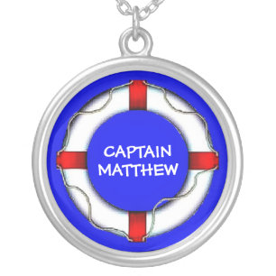 Captain Lifesaver Ring Silver Plated Necklace