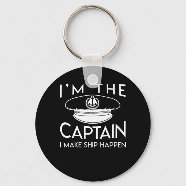 Captain Make Ship Happen Captain Boating Keychain (Front)