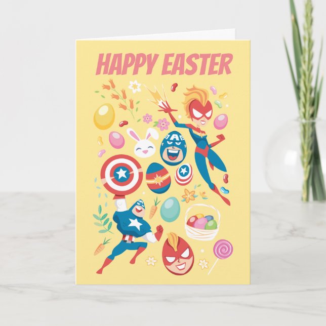 Captain Marvel & Captain America Easter Collage Card (Front)