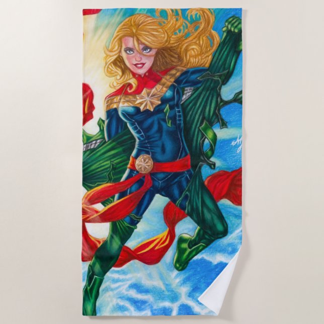 Captain Marvel ~ Carol Danvers Beach Towel (Front)