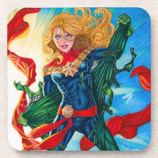 Captain Marvel ~ Carol Danvers Beverage Coaster (Front)