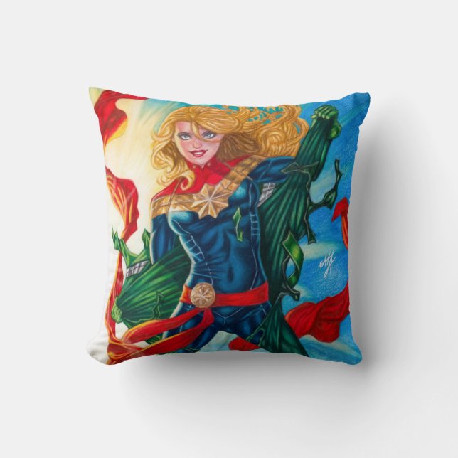 Captain Marvel ~ Carol Danvers Throw Pillow (Front)