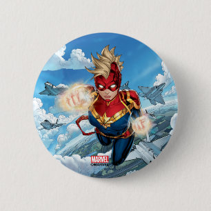Captain Marvel Flying With Jets Button