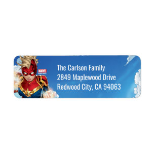 Captain Marvel Flying With Jets Label