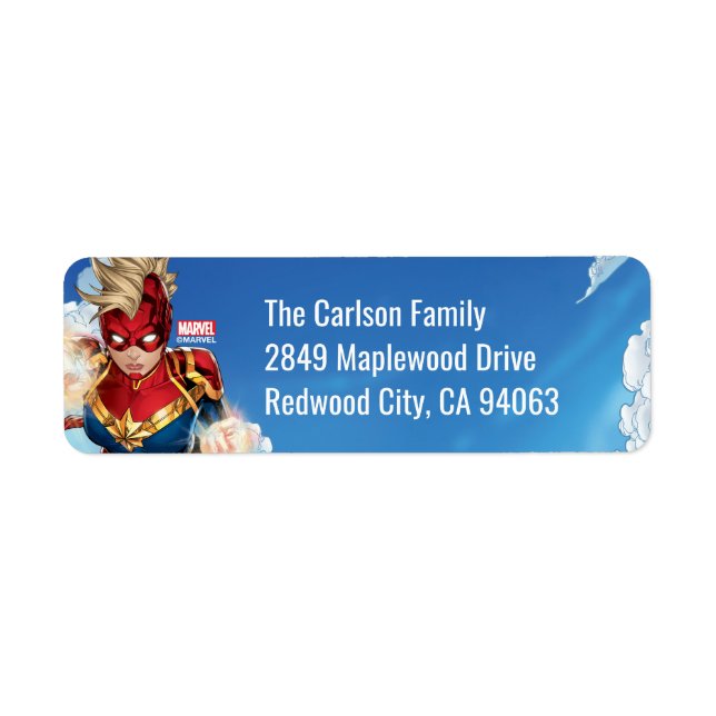 Captain Marvel Flying With Jets Label (Front)
