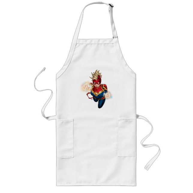 Captain Marvel Flying With Jets Long Apron (Front)