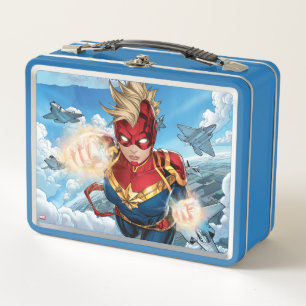 Captain Marvel Flying With Jets Metal Lunch Box