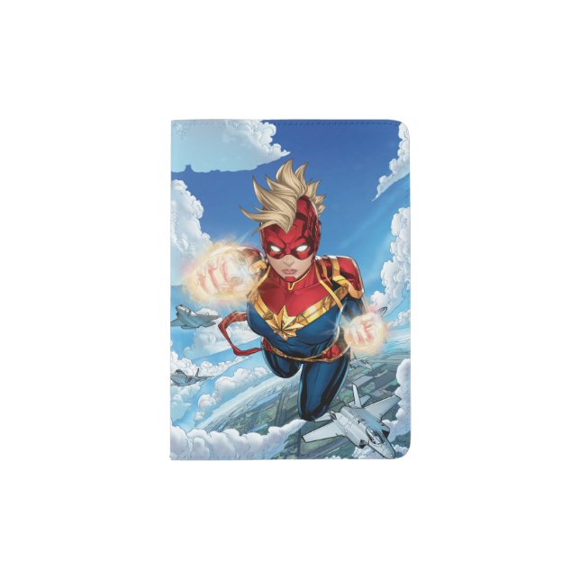 Captain Marvel Flying With Jets Passport Holder (Front)