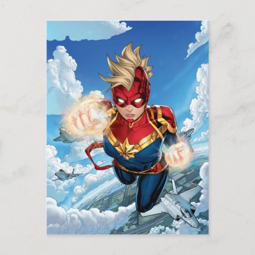 Captain Marvel Flying With Jets Postcard