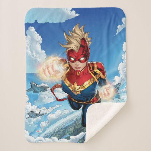 Captain Marvel Flying With Jets Sherpa Blanket