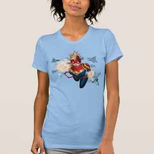 Captain Marvel Flying With Jets T-Shirt