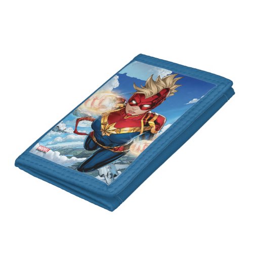 Captain Marvel Flying With Jets Trifold Wallet