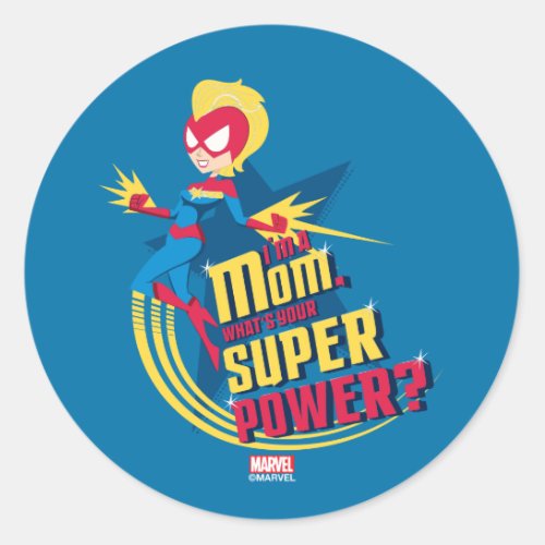 Captain Marvel  Im A Mom Classic Round Sticker