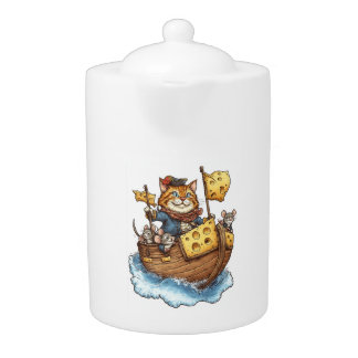 Captain Meowbeard � Funny Pirate Cat Graphic Teapot