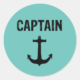 Captain, minimalistic design classic round sticker