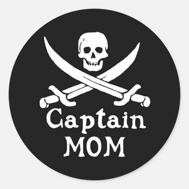 Captain Mom Classic Round Sticker (Front)