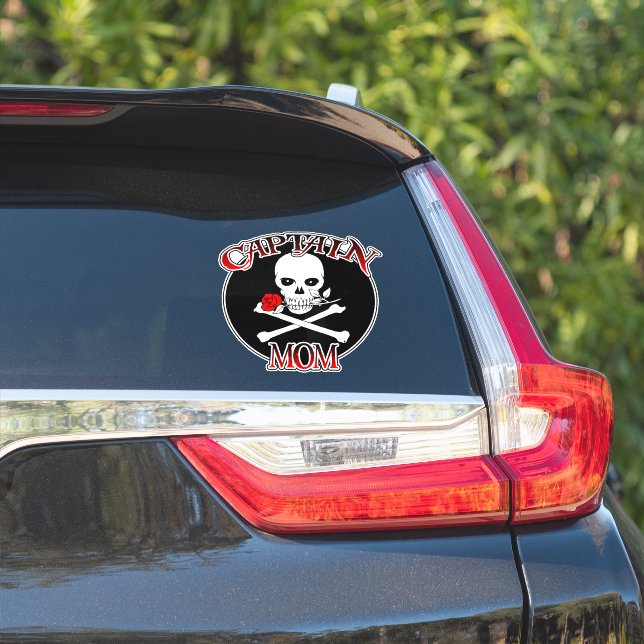 Captain Mom Custom-Cut Vinyl Stickers (Car Side)