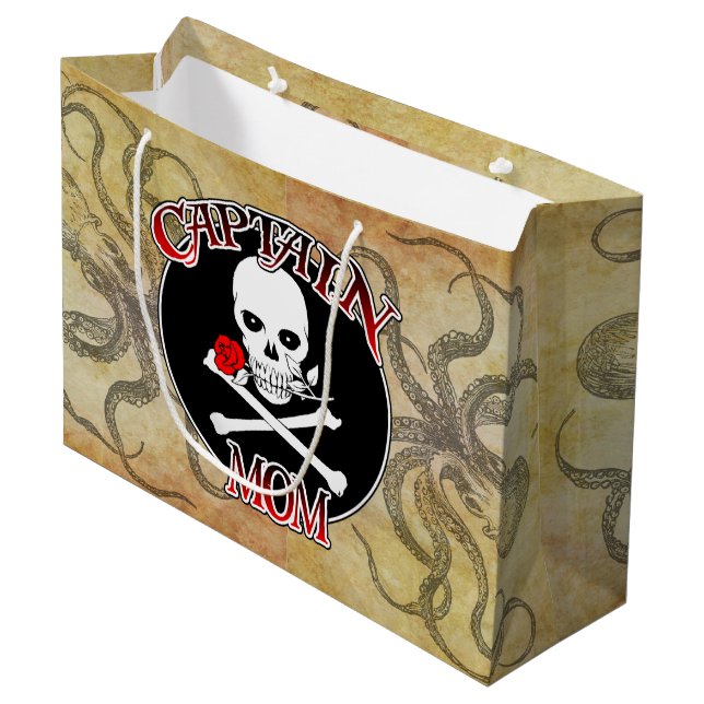Captain Mom - Embraced by the Deep Large Gift Bag (Front Angled)