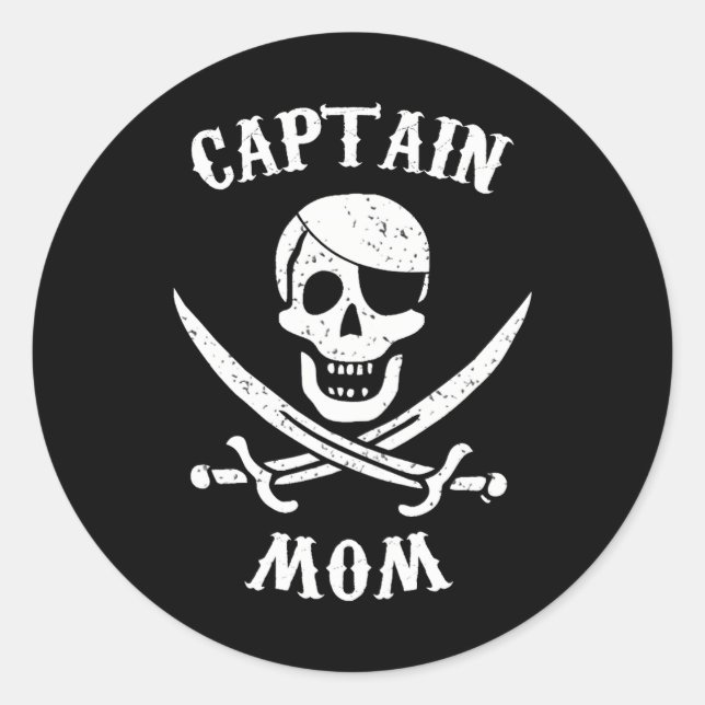 Captain Mom Pirate for Women Family Pirate s Classic Round Sticker (Front)
