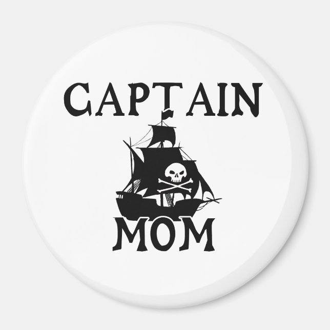 Captain Mom Round Magnet (Front)