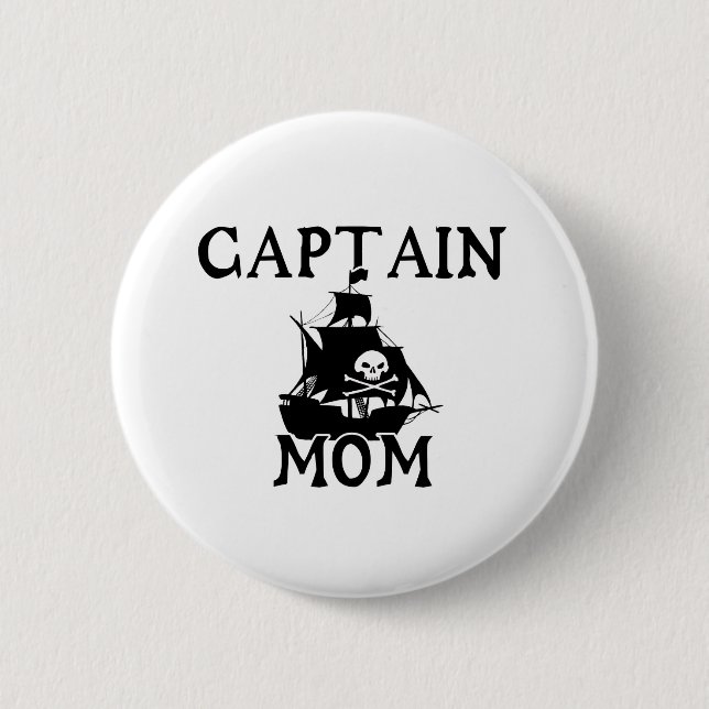 Captain Mom Sm Round Button (Front)