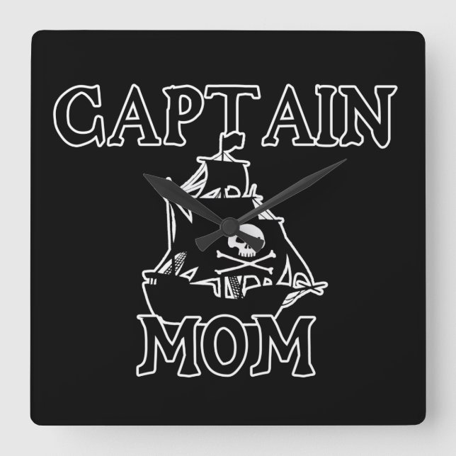 Captain Mom Square Wall Clock (Front)