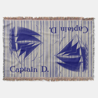 Captain monogram boy's room nautical throw blanket