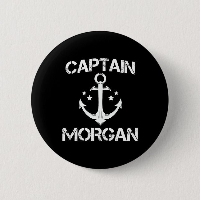 Captain Morgan Funny Birthday Personalised Surname Button (Front)