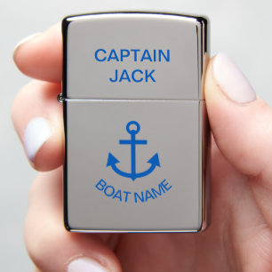 Captain Name & Anchor Personalized Your Boat Name Zippo Lighter