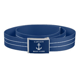 Captain Name Classic Nautical Boat Anchor Navy Belt