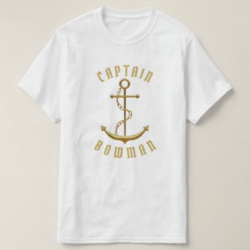 Captain Name Nautical Anchor Custom Name Boat T_Shirt