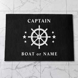 Captain Name or Boat Nautical Helm Wheel Stars Rug