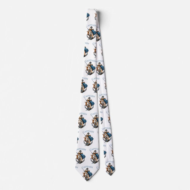 Captain Nautical Anchor Deep Sea Fishing Neck Tie (Front)