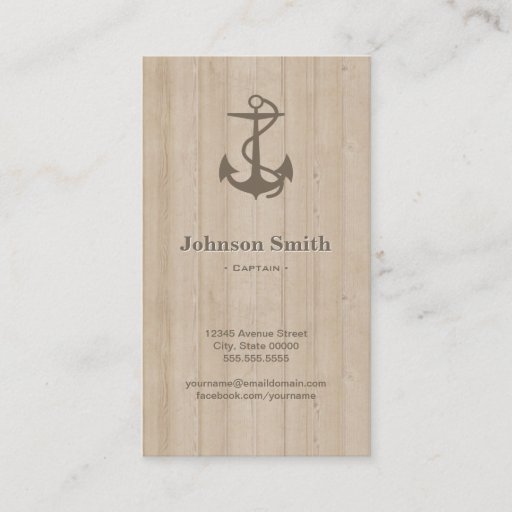 Customizable Captain - Nautical Anchor Wood Business Card