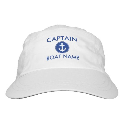 Captain Nautical Anchor Your Boat Name Hat
