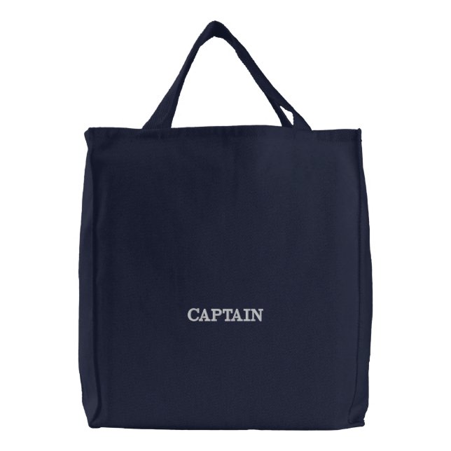 Captain Nautical Custom Boating Embroidered Tote Bag (Front)