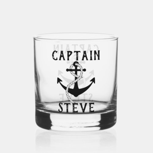 Captain Nautical Name Anchor Sailor Knot Whiskey Glass