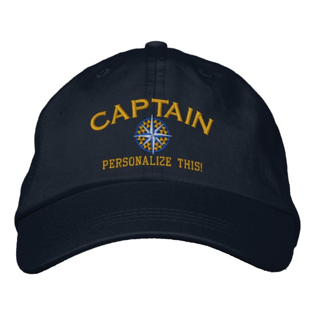 Captain Nautical STAR Personalize it! Embroidery Embroidered Baseball Hat (Front)