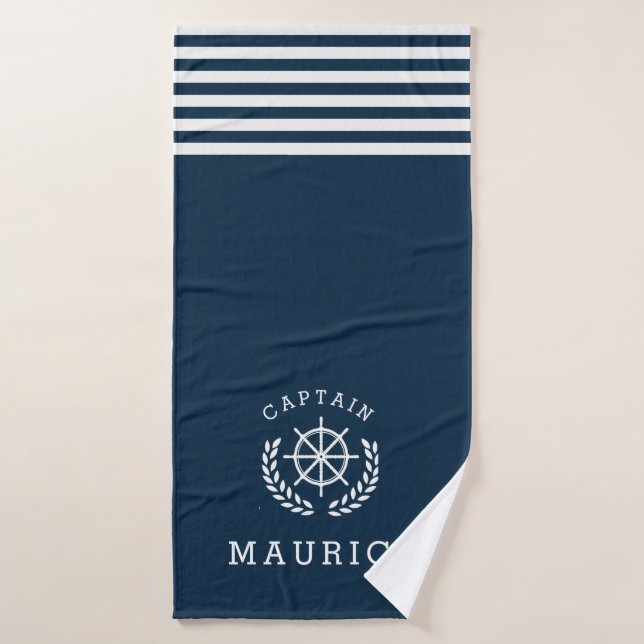 CAPTAIN, Navy blue Bath Towel (Bath Towel)