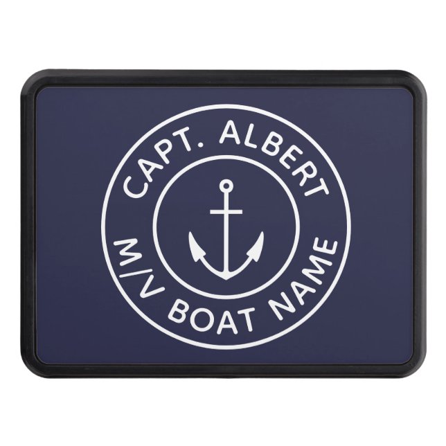 Captain Navy Blue Personalized Trailer Hitch Cover (Front)