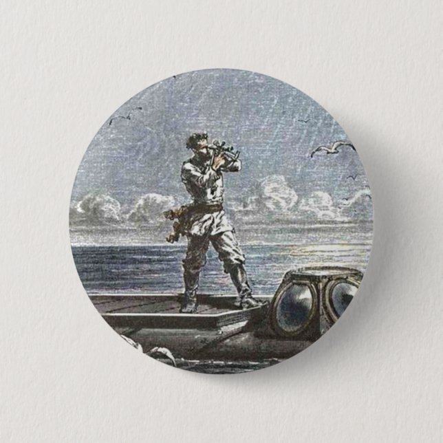 Captain Nemo Verne 20,000 Leagues Sci Fi Art Button (Front)