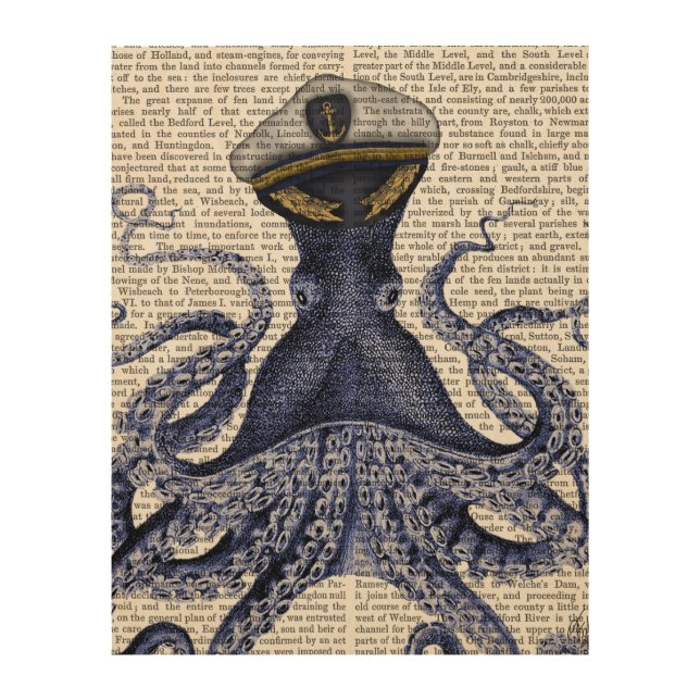 Captain Octopus Wood Wall Decor (Front)