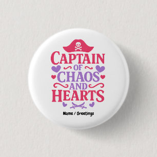 Captain of Chaos and Hearts Pirate Graphic Button