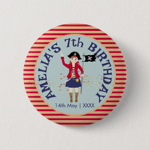 Captain of the Pirate Ship Birthday Party Button