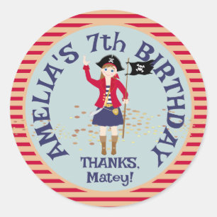 Captain of the Pirate Ship Birthday Party Classic Round Sticker