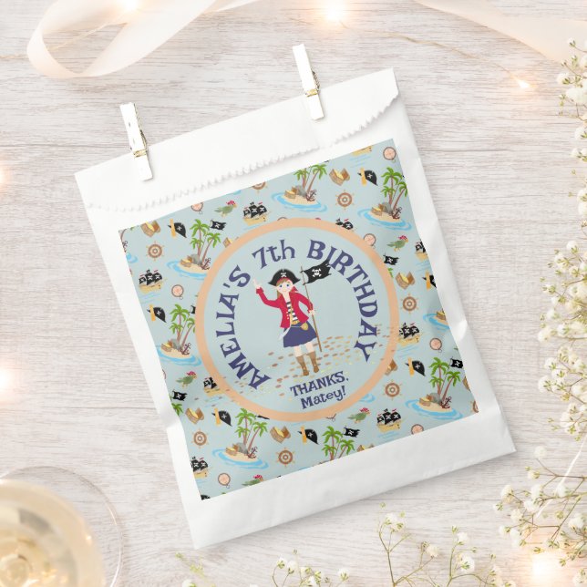Captain of the Pirate Ship Birthday Party Favor Bag (Clipped)