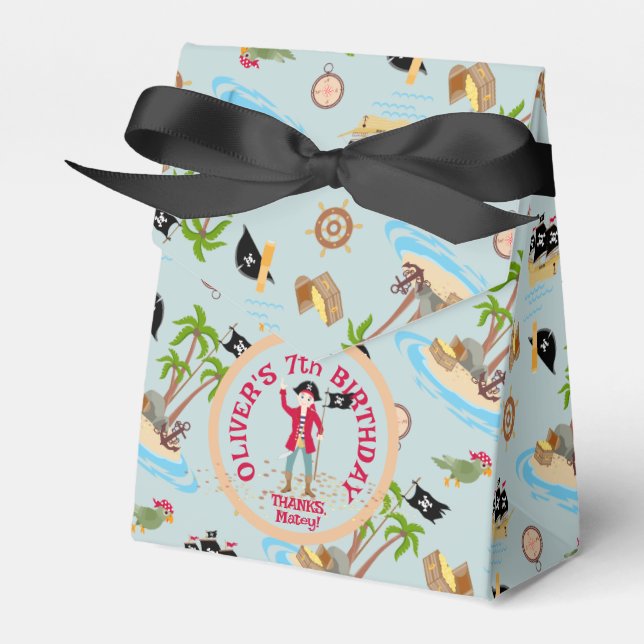 Captain of the Pirate Ship Birthday Party Favor Boxes (Front Side)